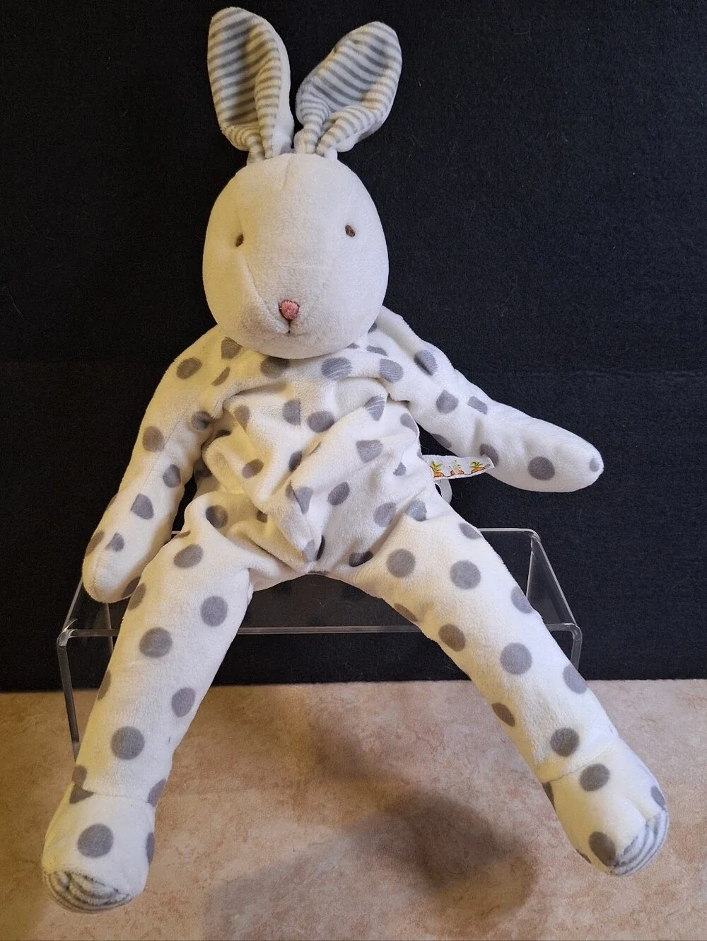 Bunnies By The Bay Big Bloom Buddy 14” Stuffed Plush Baby Toy Polka Dots Stripes